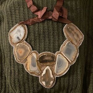 Quartz Tan, Neutral Statement Necklace